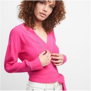 GAP Barbiecore Wrap Tie Pink Top